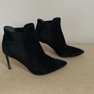 Tory Burch black suede and leather ankle booties